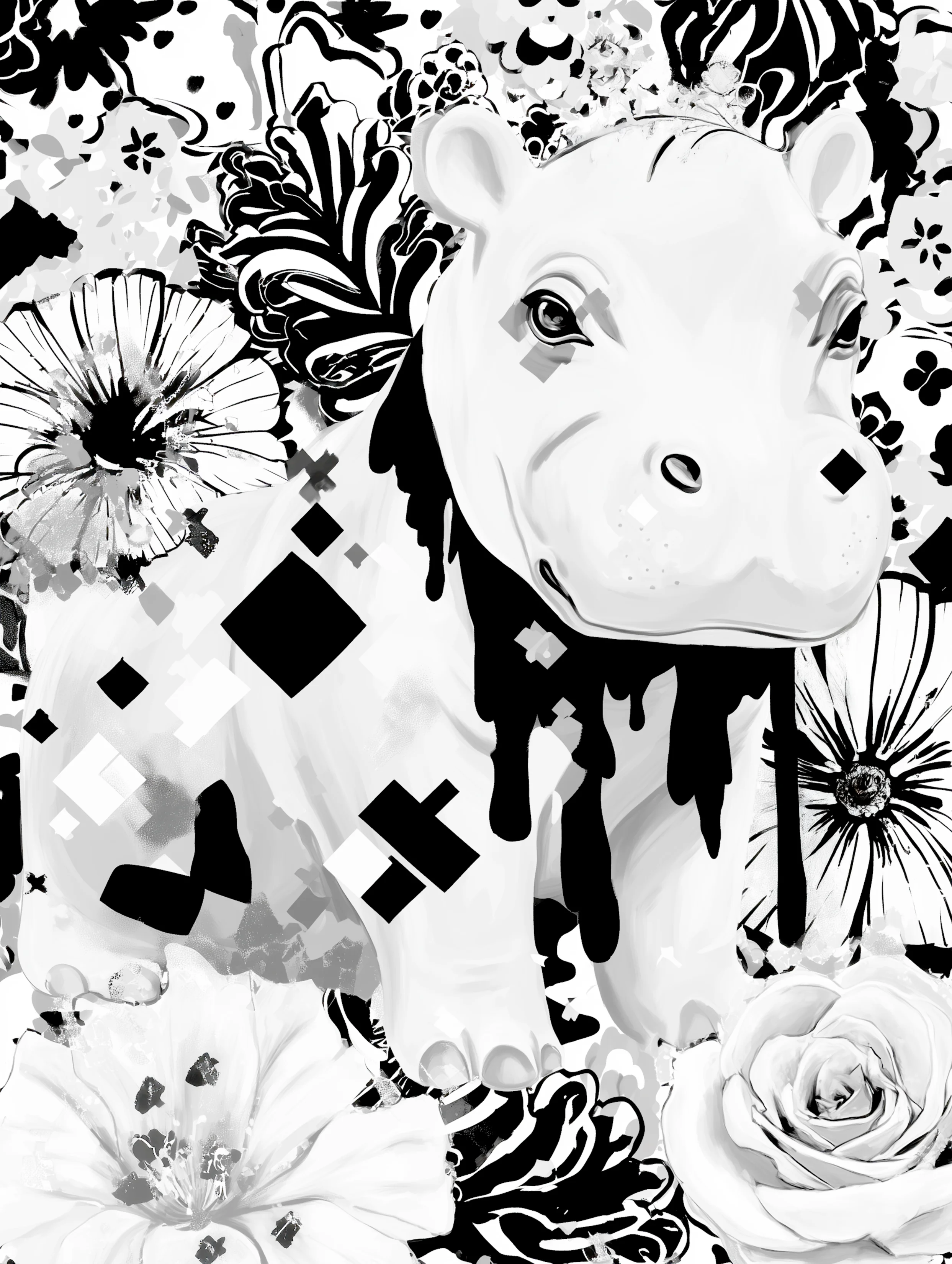 Free printable hippo coloring page featuring another cute hippo coloring page